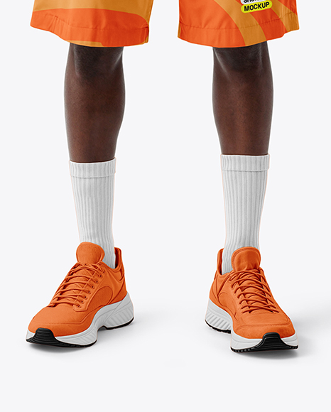 Afro-American Man Wearing Shirt and Shorts Mockup