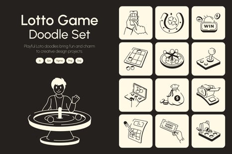 Lotto Game Doodle Icon Set - Graphics
