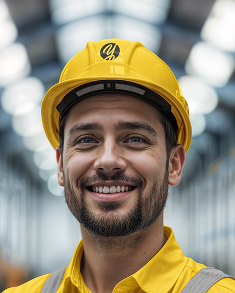 Engineer Wearing Bib Overalls and Shirt Mockup