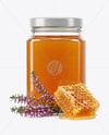 Square Glass Jar with Heather Honey Mockup