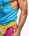 Man with Boombox Wearing Tank Top and Shorts Mockup