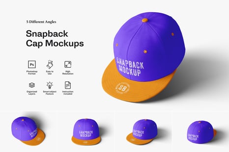 Snapback Cap Mockups - Apparel Mockups