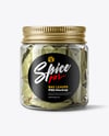 Plastic Jar with Bay Leaves Mockup