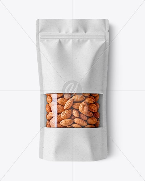 Kraft Pouch With Almonds Mockup
