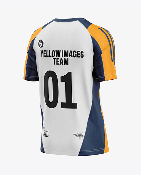Training Short Sleeve Jersey Mockup - Back Half Side View