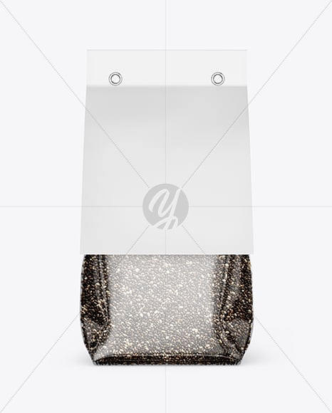 Transparent Package with Chia Seeds Mockup