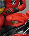 Woman Wearing Moto Racing Kit on Sport Bike Mockup
