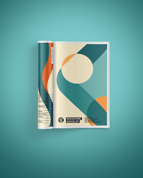 Opened Magazine Mockup - Top View