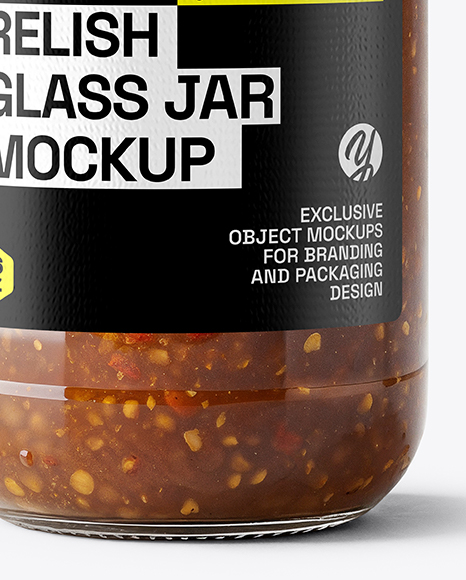 Glass Jar with Sweet Relish Sauce Mockup
