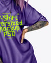 Young Alt Girl Wearing Oversized T-Shirt & Bucket Hat Mockup