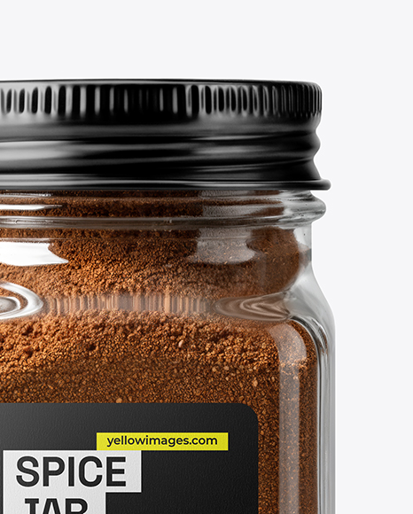 Square Glass Jar with Ground Cloves Mockup