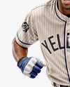 Running Black Man Wearing a Full Baseball Kit Mock