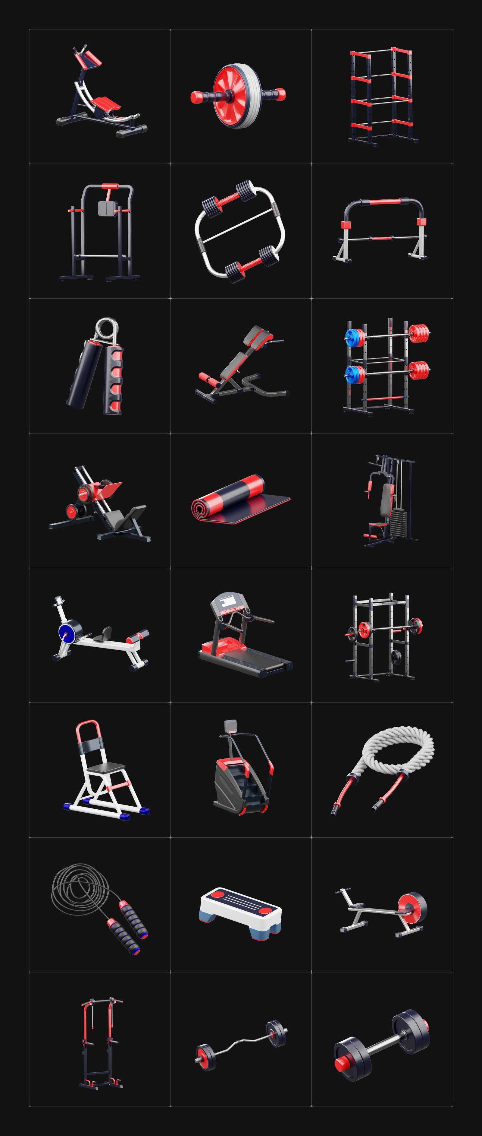 3D Fitness and Exercise Icons