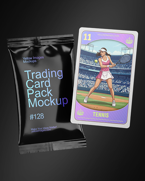 Glossy Trading Card Pack with Card Mockup