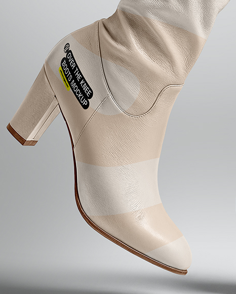 Pair of Over-The-Knee Boots on Women's Legs with Skirt Mockup