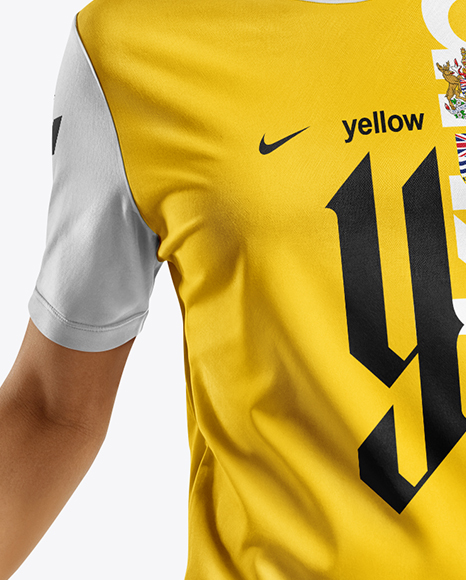 Woman Wearing Soccer Jersey and Shorts Mockup