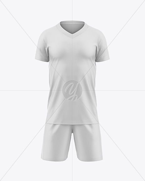 Kids V-Neck Sports Kit Mockup - Front View
