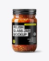Clear Glass Jar with Sweet Relish Sauce Mockup