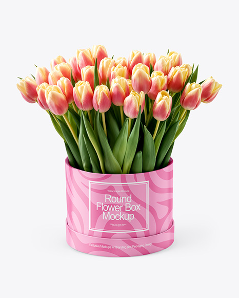 Round Flower Box Mockup - White box mockup