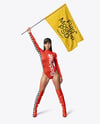 Woman Wearing Bodysuit with Flag Mockup