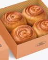 Opened Box with Cinnabon Buns Mockup