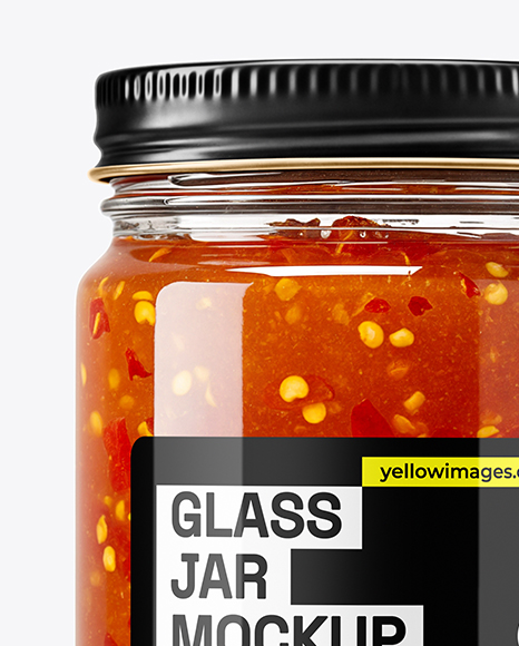 Glass Jar with Hot Pepper Jelly Mockup