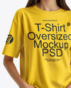Young Woman Wearing T-Shirt and Baseball Cap Mockup