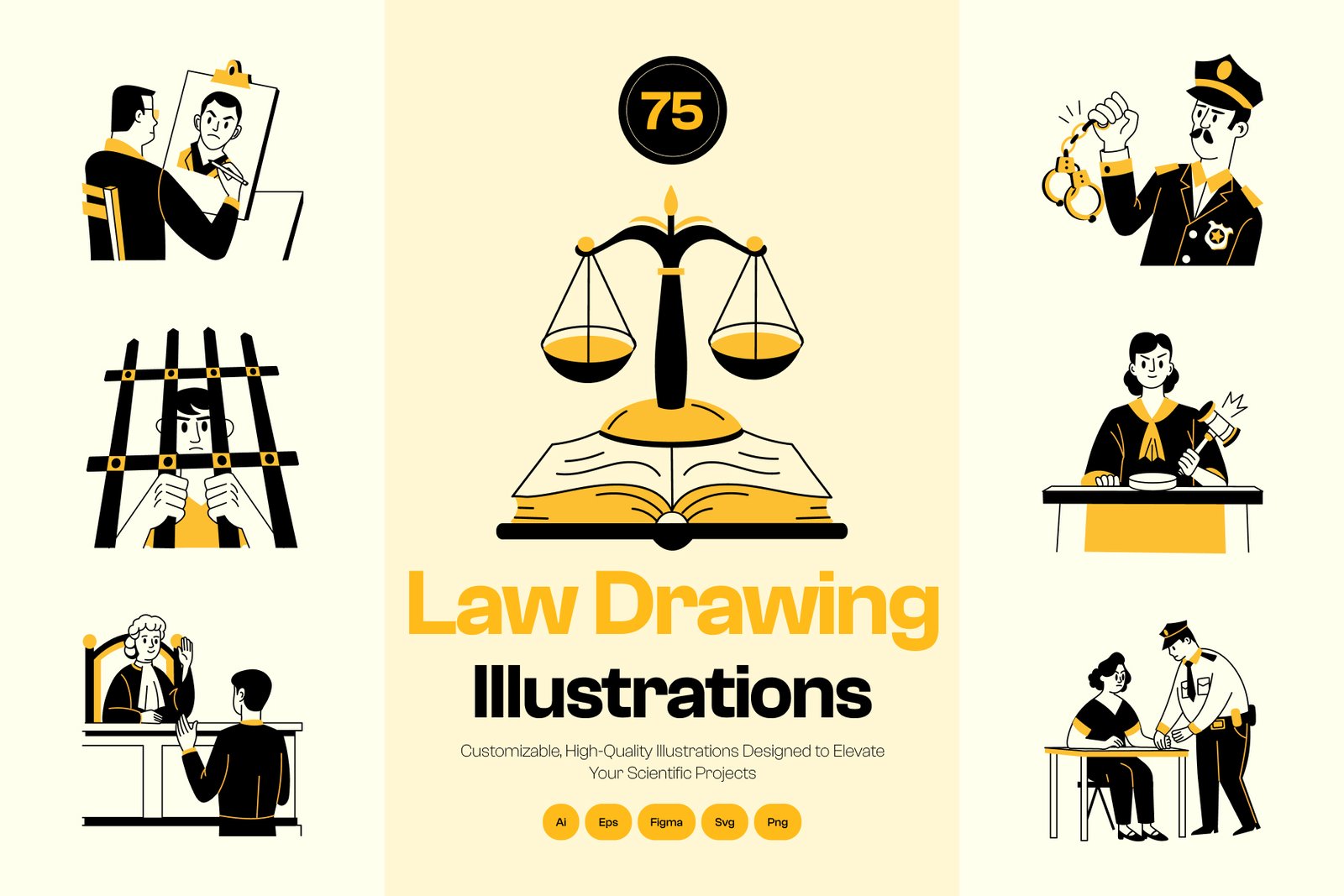 Law Drawing​​​ Illustration Set