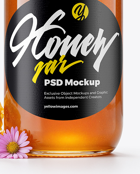 Glass Jar with Wildflower Honey Mockup