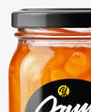 Clear Glass Jar with Peach Preserves Mockup