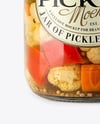 Clear Glass Jar with Giardiniera Pickled Vegetables Mockup