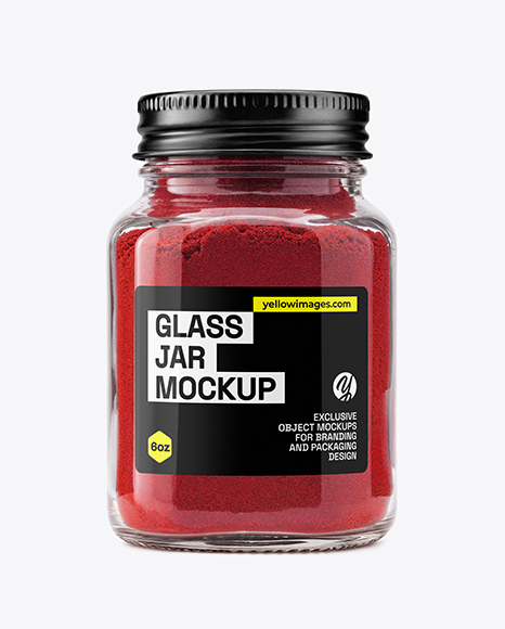 Clear Glass Jar with Ground Sumac Spice Mockup