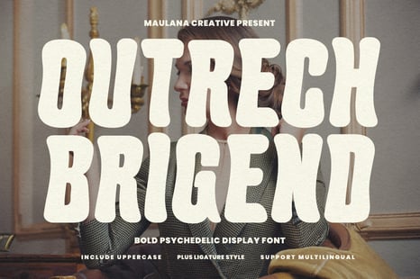 Outrech Brigend Bold Psychedelic Display Font - Function bundle display