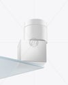 Matte Cosmetic Jars with Paper Box on the Glass Mockup