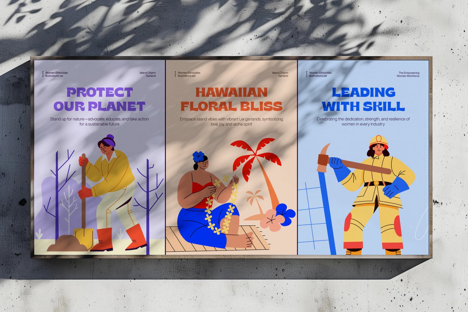 women ethnicities flat icons