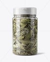 Plastic Jar with Sage Herb Mockup