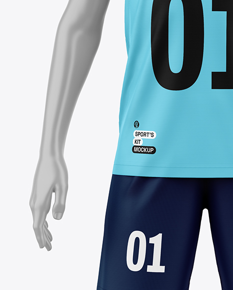 Kids V-Neck Sports full Kit Mockup - Front View