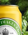 Beer Can on Fresh Hops Background Mockup