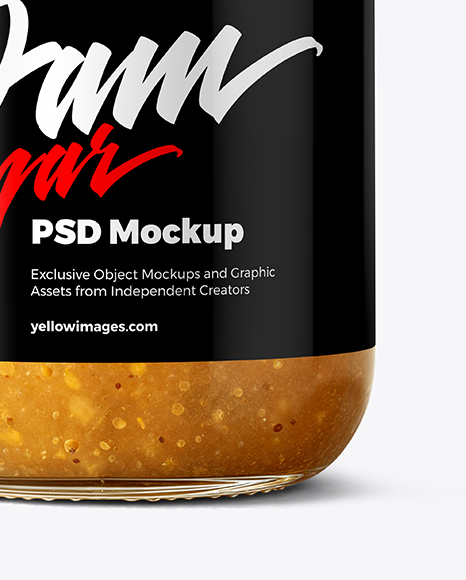 Clear Glass Jar with White Grape Jam Mockup