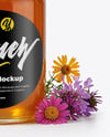Glass Jar with Wildflower Honey Mockup