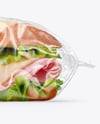 Clear Plastic Flow-Pack with Sandwich in Paper Sleeve Mockup