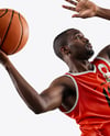Afro-American Basketball Player Wearing Full Basketball Uniform Mockup