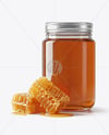 Clear Glass Jar with Sunflower Honey Mockup