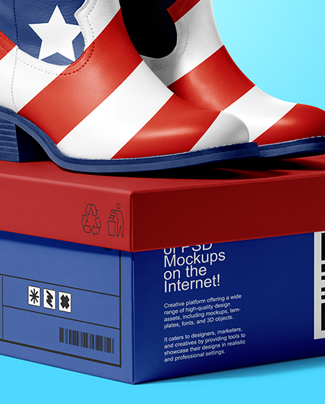 Cowboy Boots on Shoe Box Mockup