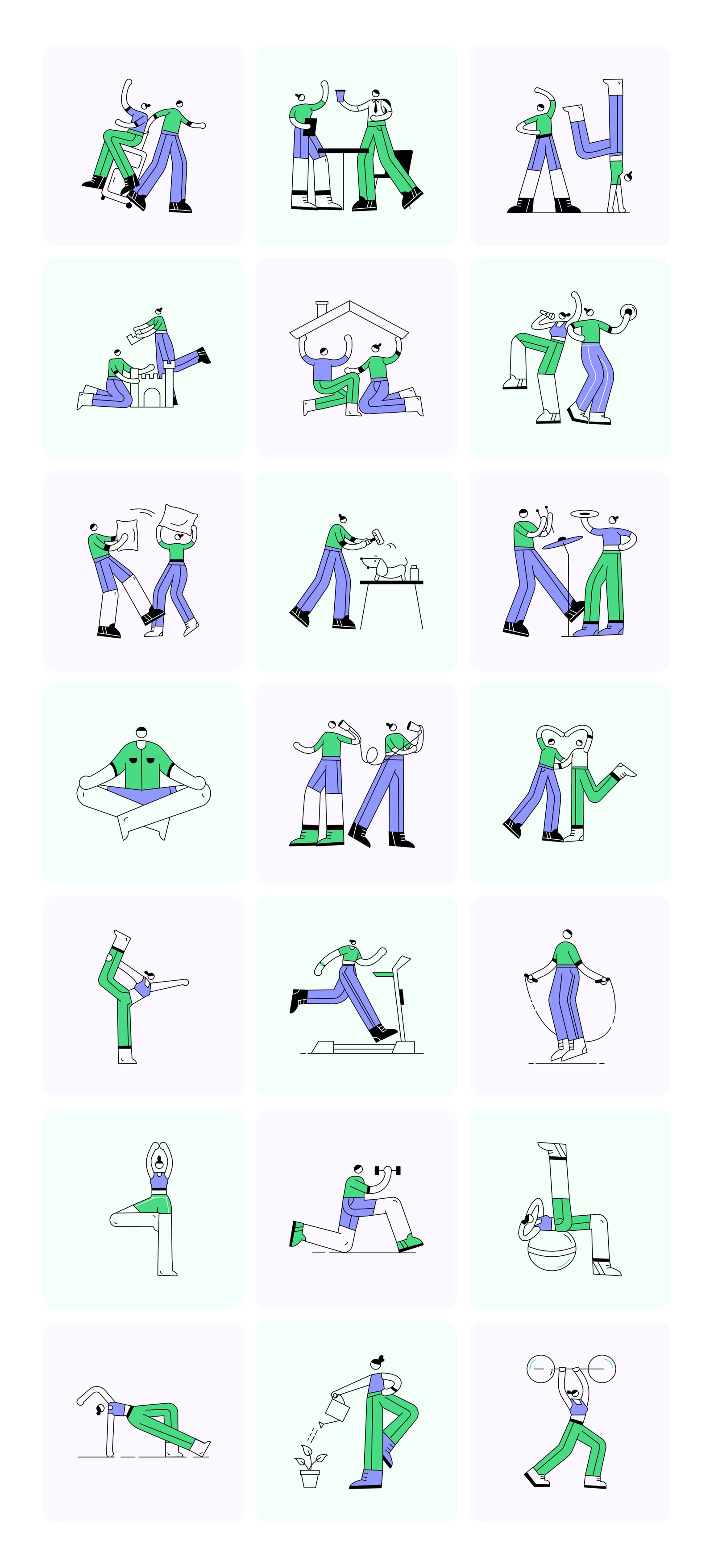 People and Places Illustration Set