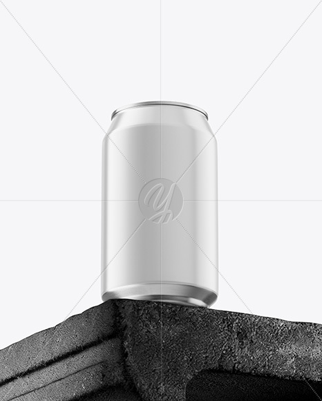 12oz Aluminium Can with Matte Finish on the Block Mockup