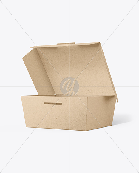 Opened Kraft Paper Food Box Mockup