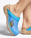 Pair of Clogs on Woman's Legs with Dress Mockup