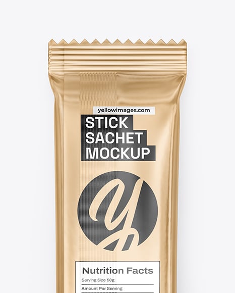 Glossy Metallic Stick Sachet Mockup