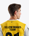 Soccer Player Wearing Jersey and Shorts Mockup